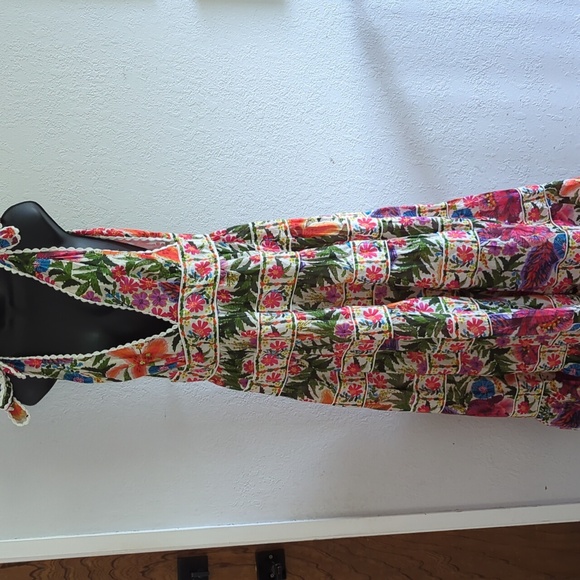 🍋✨ NWT Farm Rio Off-White tropical yard sleeveless tie maxi dress size small - Picture 6 of 7